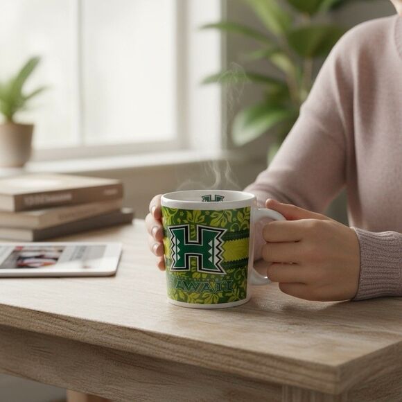 University of Hawaii  Coffee Mug UH The Islander Group Green Cup Tea Souvenir - Picture 2 of 6